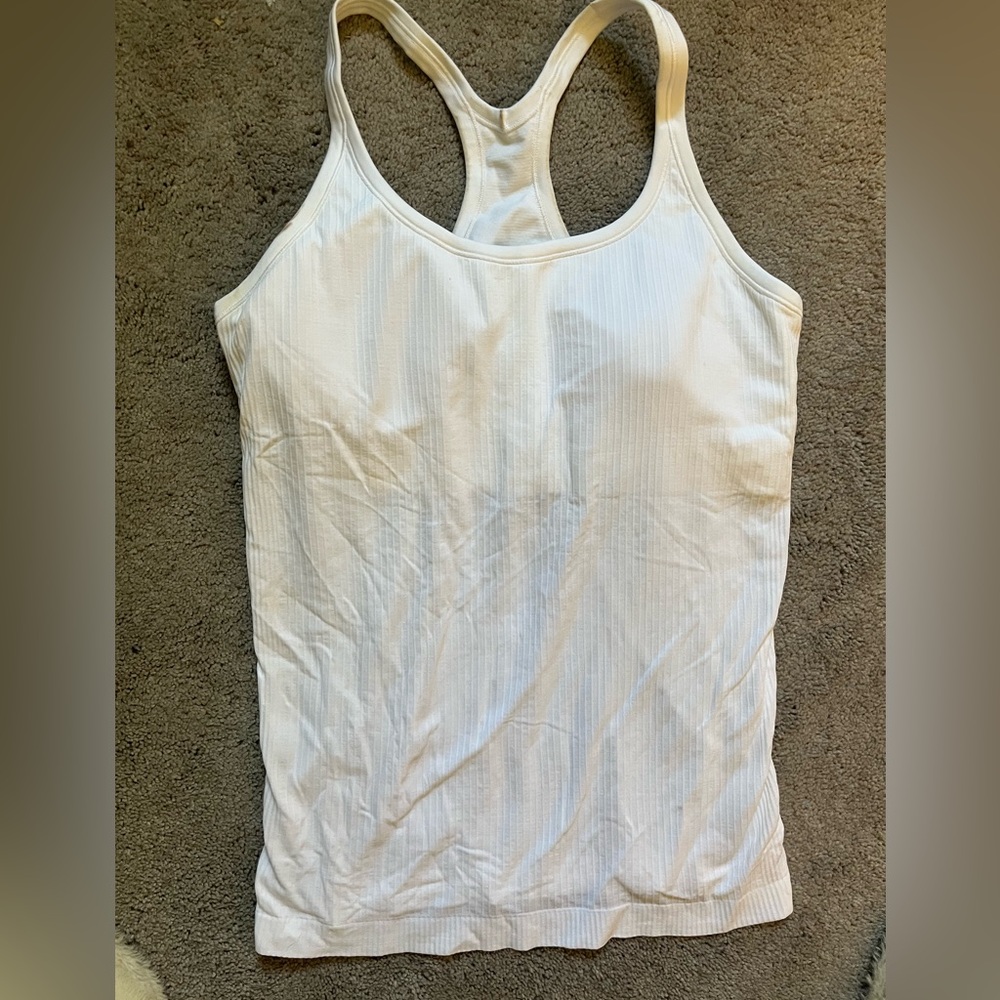 NWOT Lululemon White Ribbed Racerback Tank